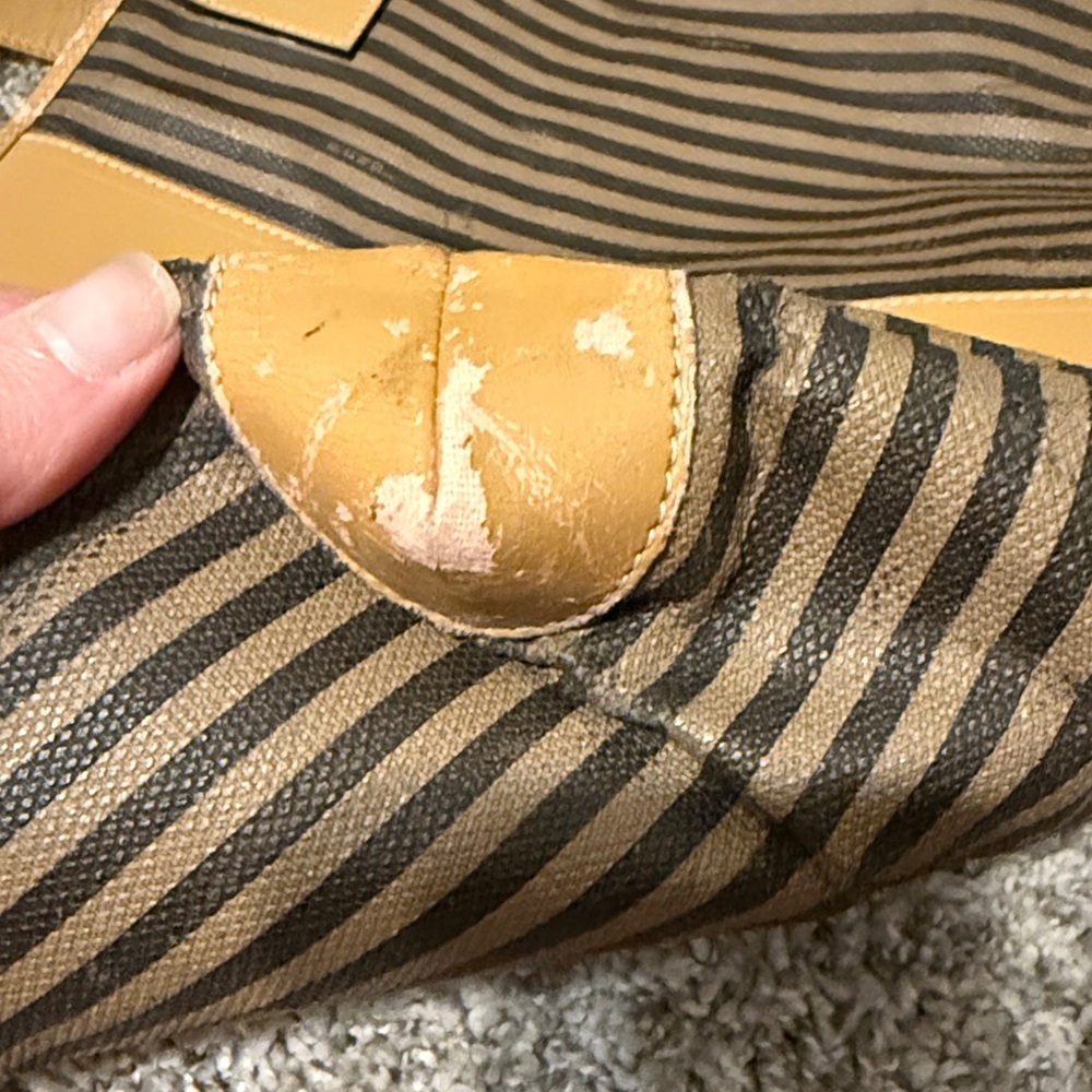 Authentic FENDI Vintage Pequin Stripe Brown and Tan Women's Tote and Wallet Set - Picture 13 of 17